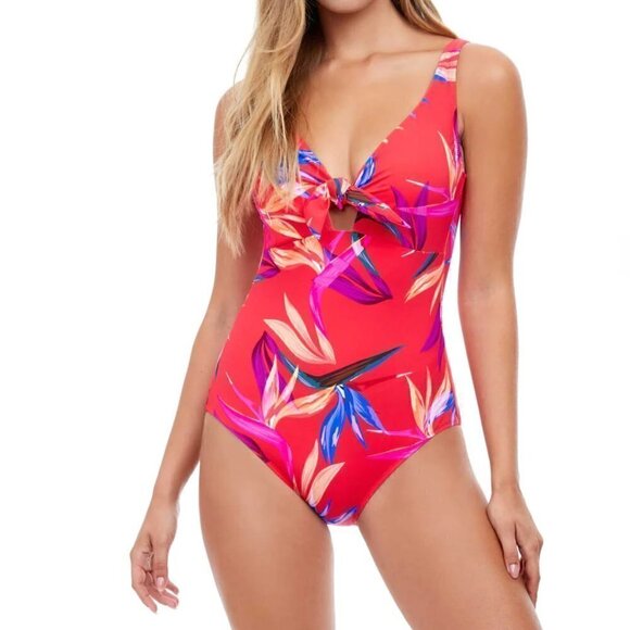 New! Profile by Gottex One Piece Paradise V-Neck Tie Front - Picture 6 of 8